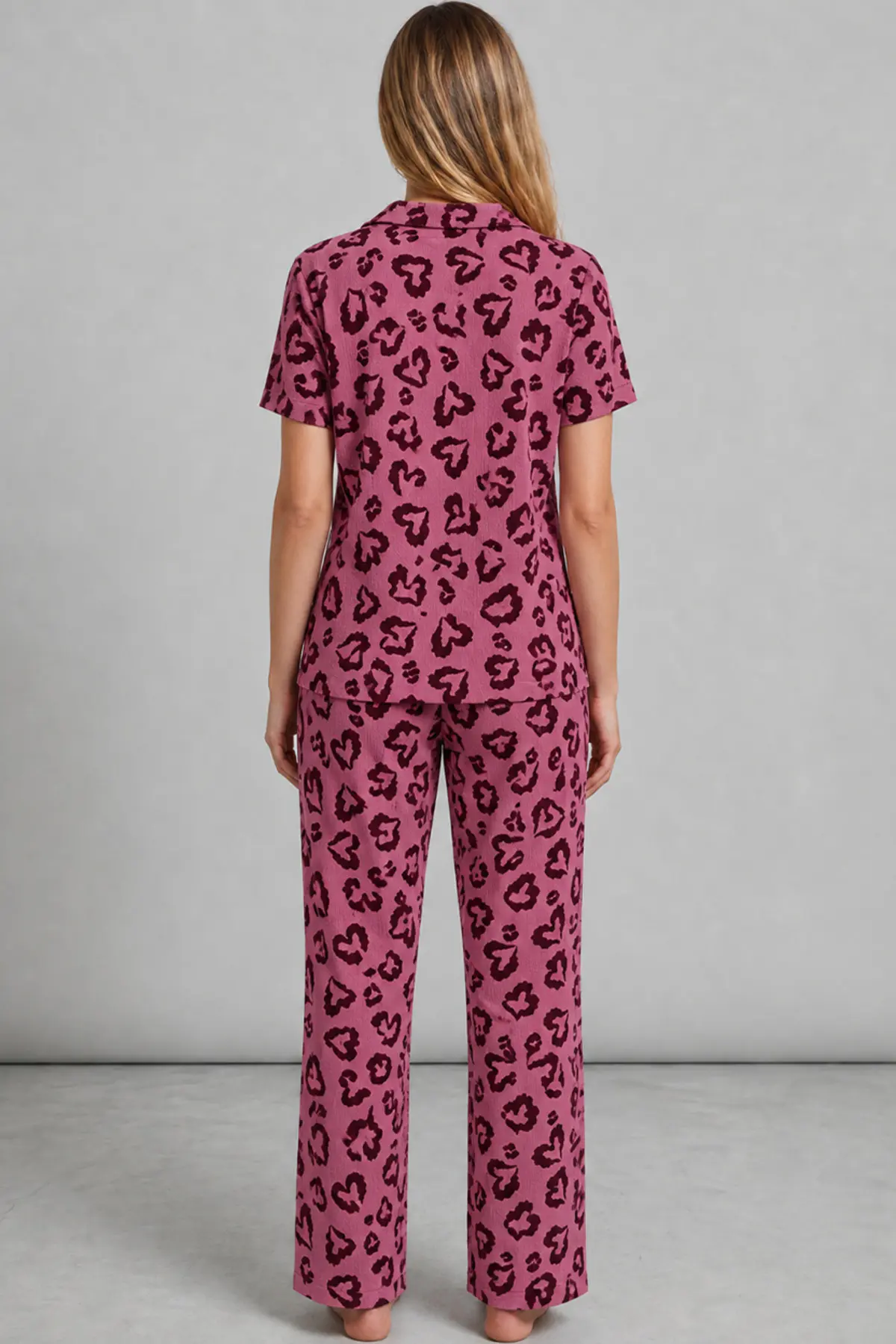 Kadın Kısa Kollu Rahat Mor Pijama Takımı 4734