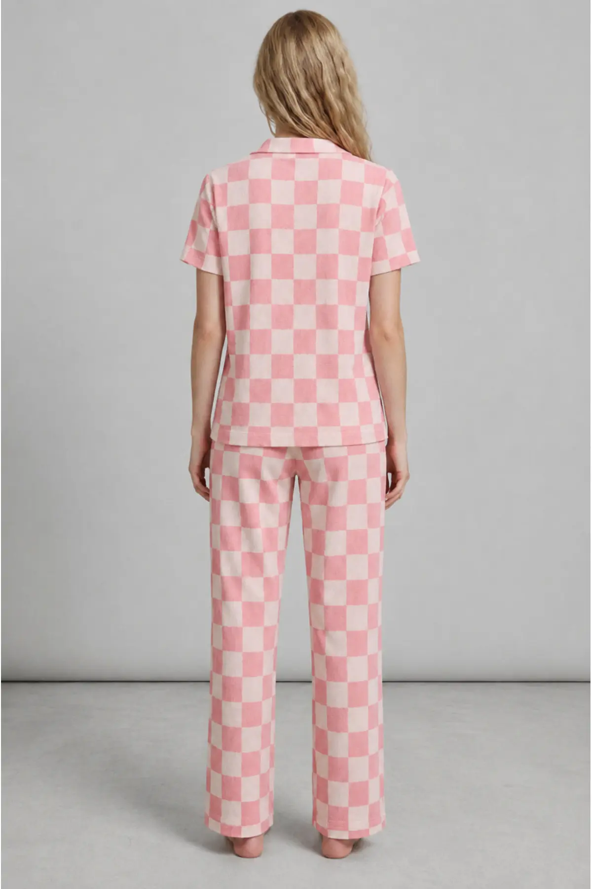 Kadın Kısa Kollu Rahat Pembe Pijama Takımı 4727