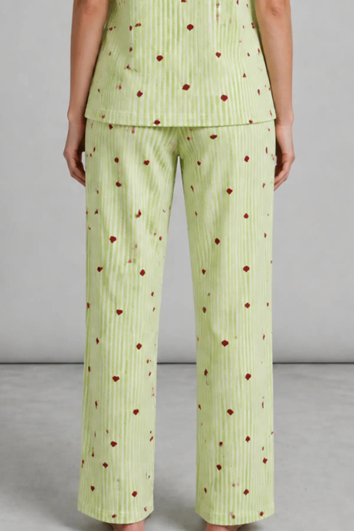 Kadın Kısa Kollu Rahat Yeşil Pijama Takımı 4732
