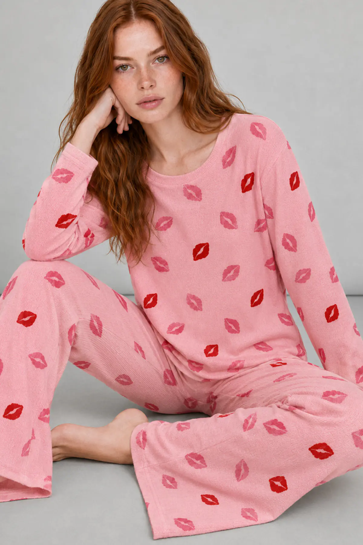 Kadın Comfort Esnek Pembe Pijama Takımı 4688