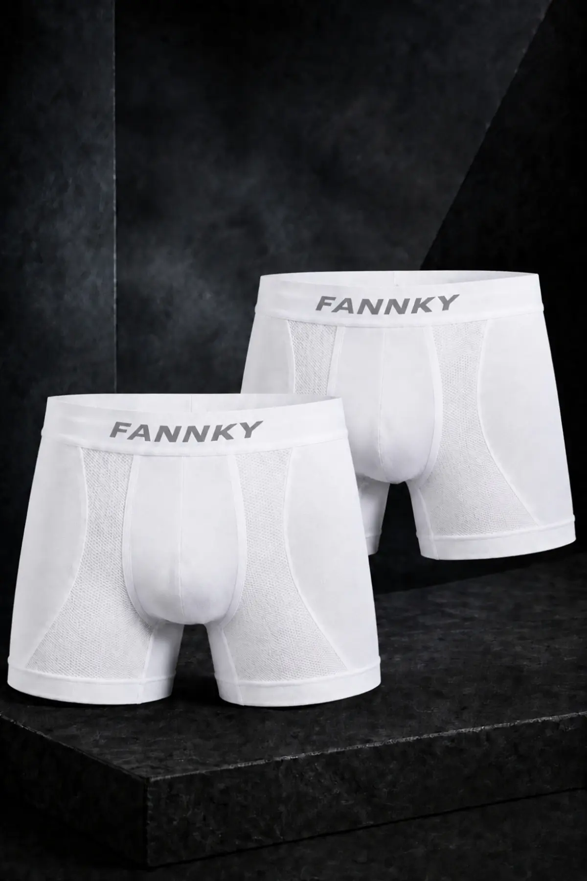 Erkek Rahat Esnek Seamless 2 Li Beyaz Boxer