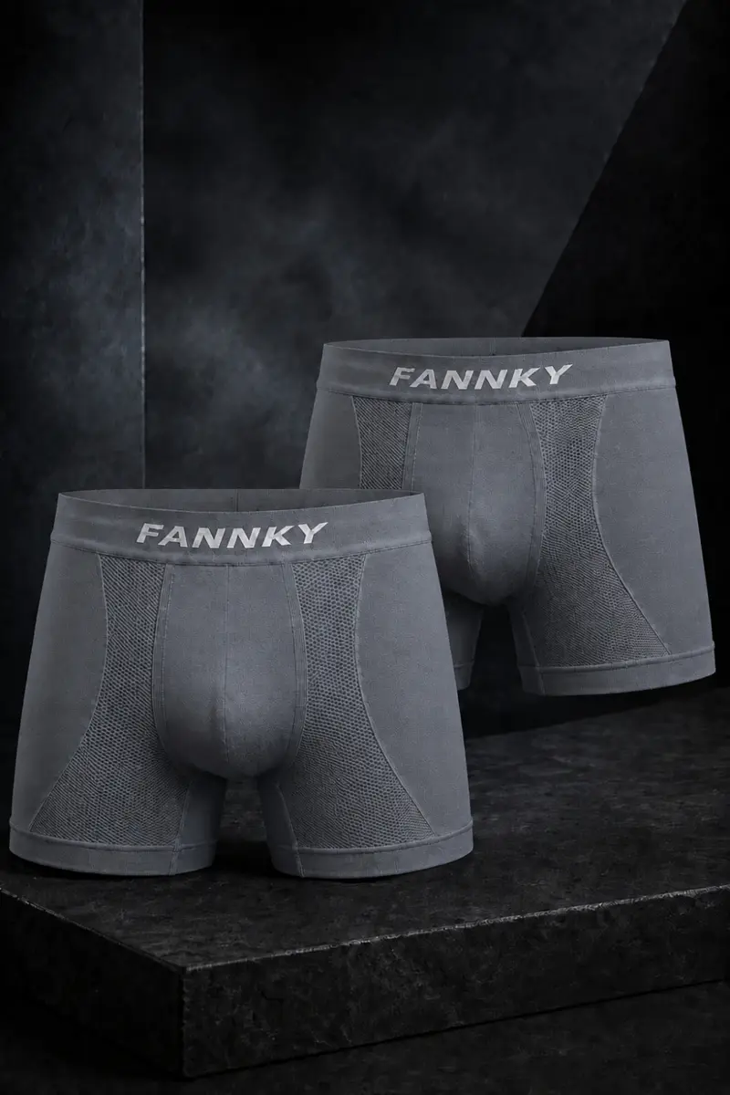 Erkek Rahat Esnek Seamless 2 Li Gri Boxer