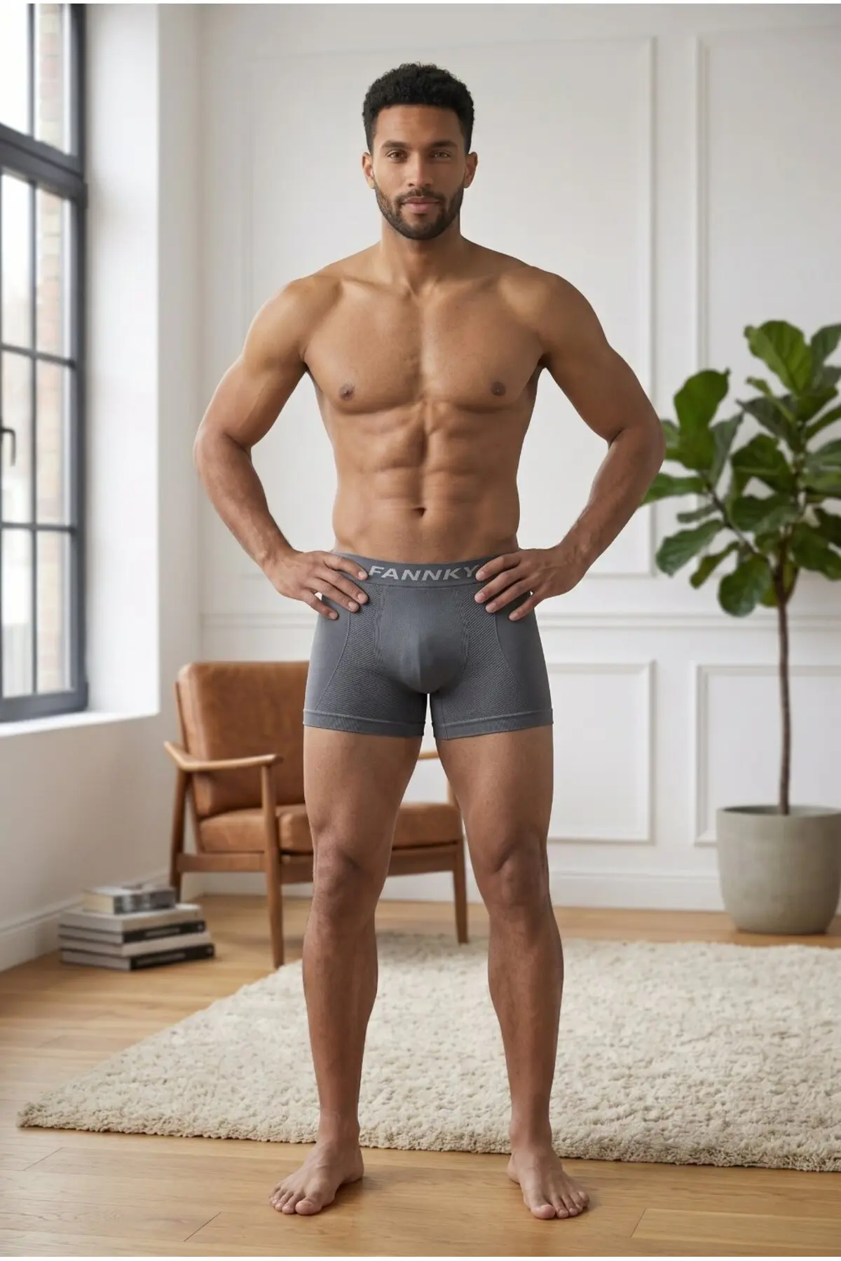Erkek Rahat Esnek Seamless 2 Li Boxer Krem