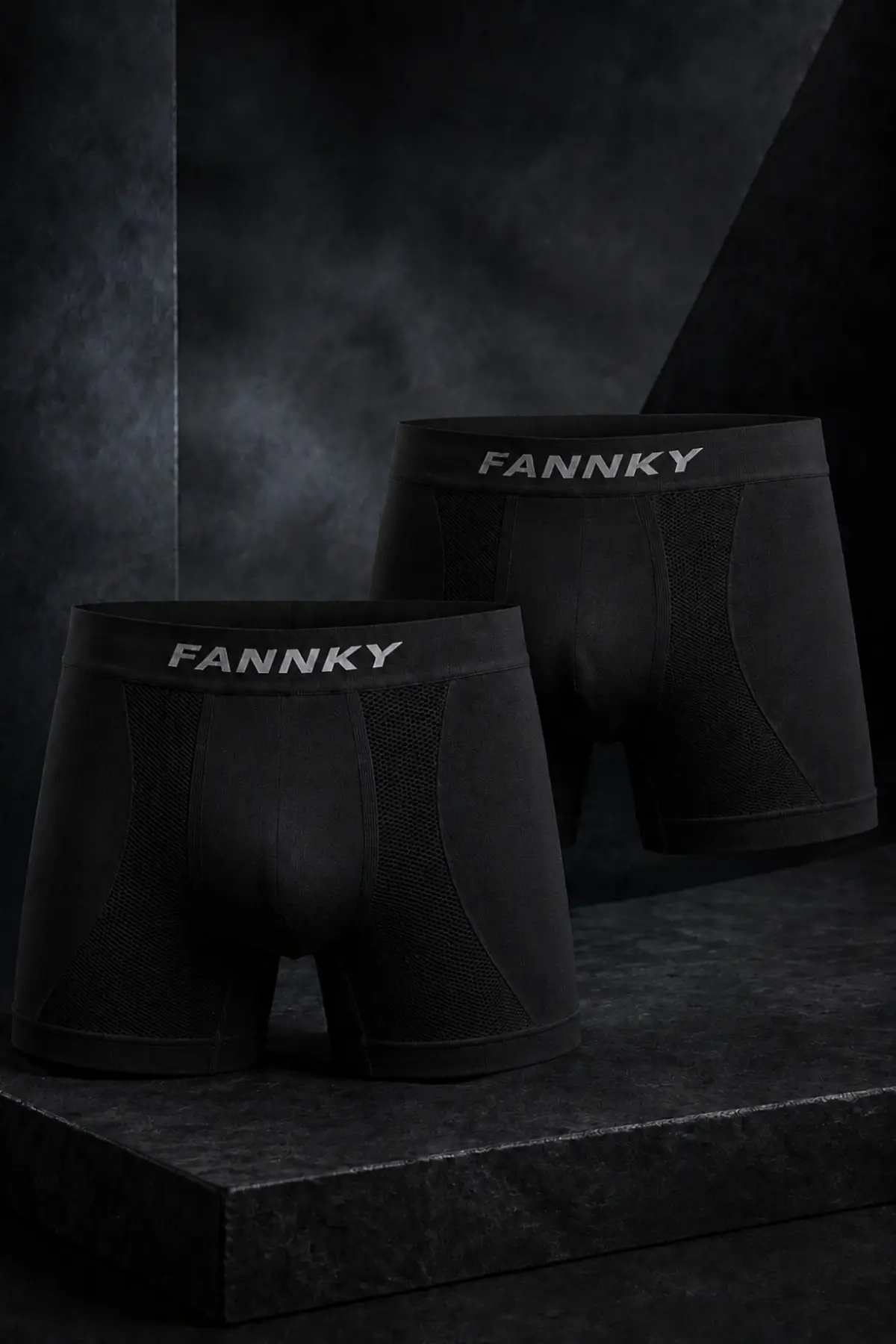 Erkek Rahat Esnek Seamless 2 Li Siyah Boxer