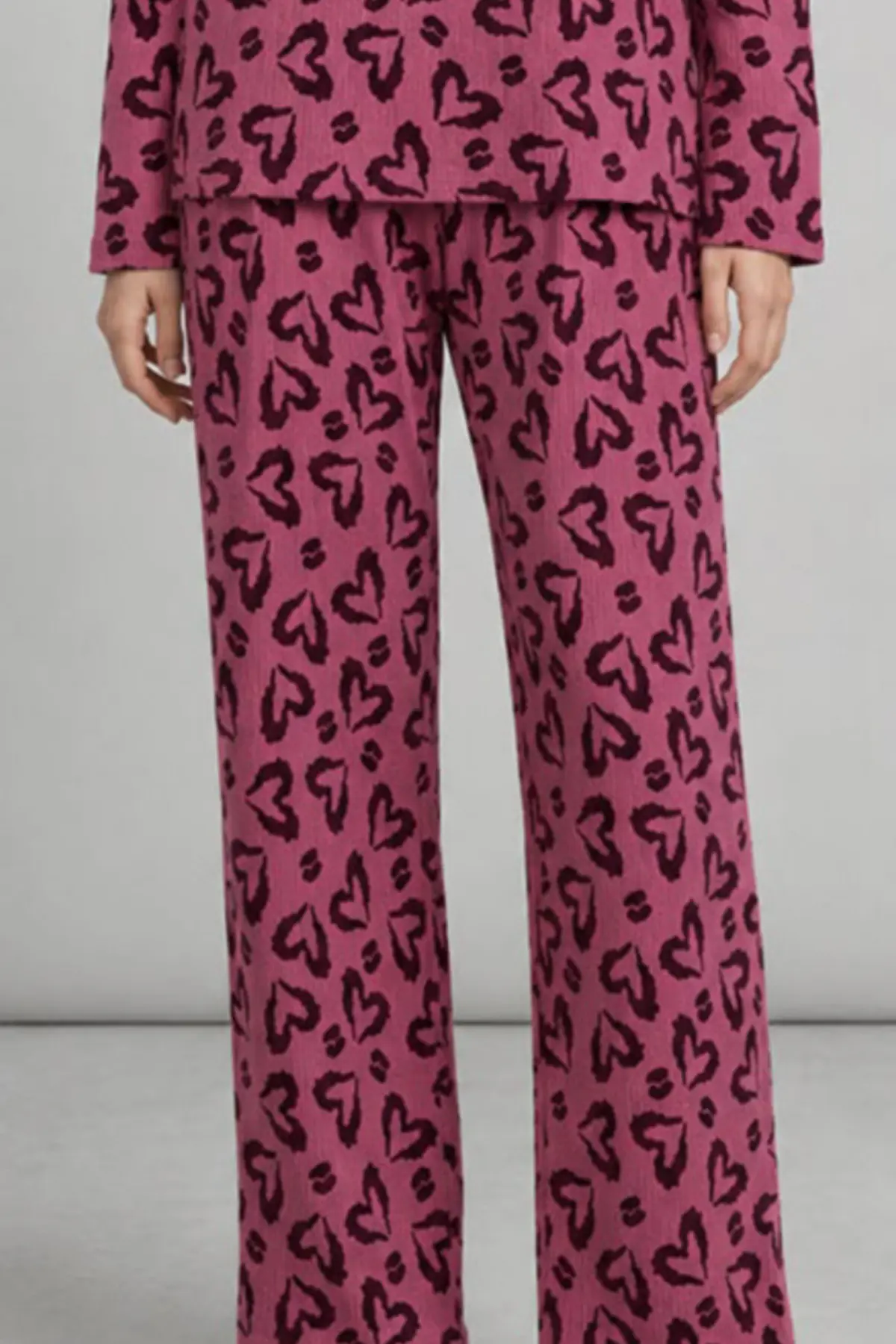 Kadın Çizgili Regular Fit Lila Pijama Takımı 4764