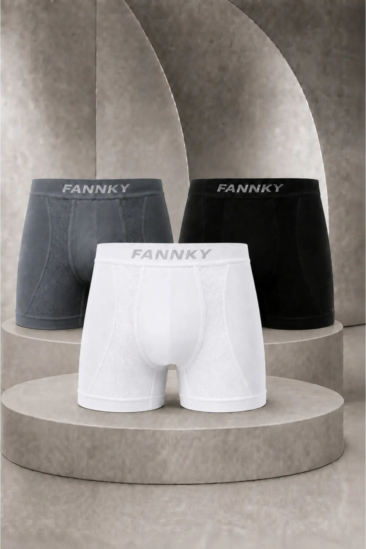 Erkek Casual Comfort Günlük 3 Lü Boxer Füme
