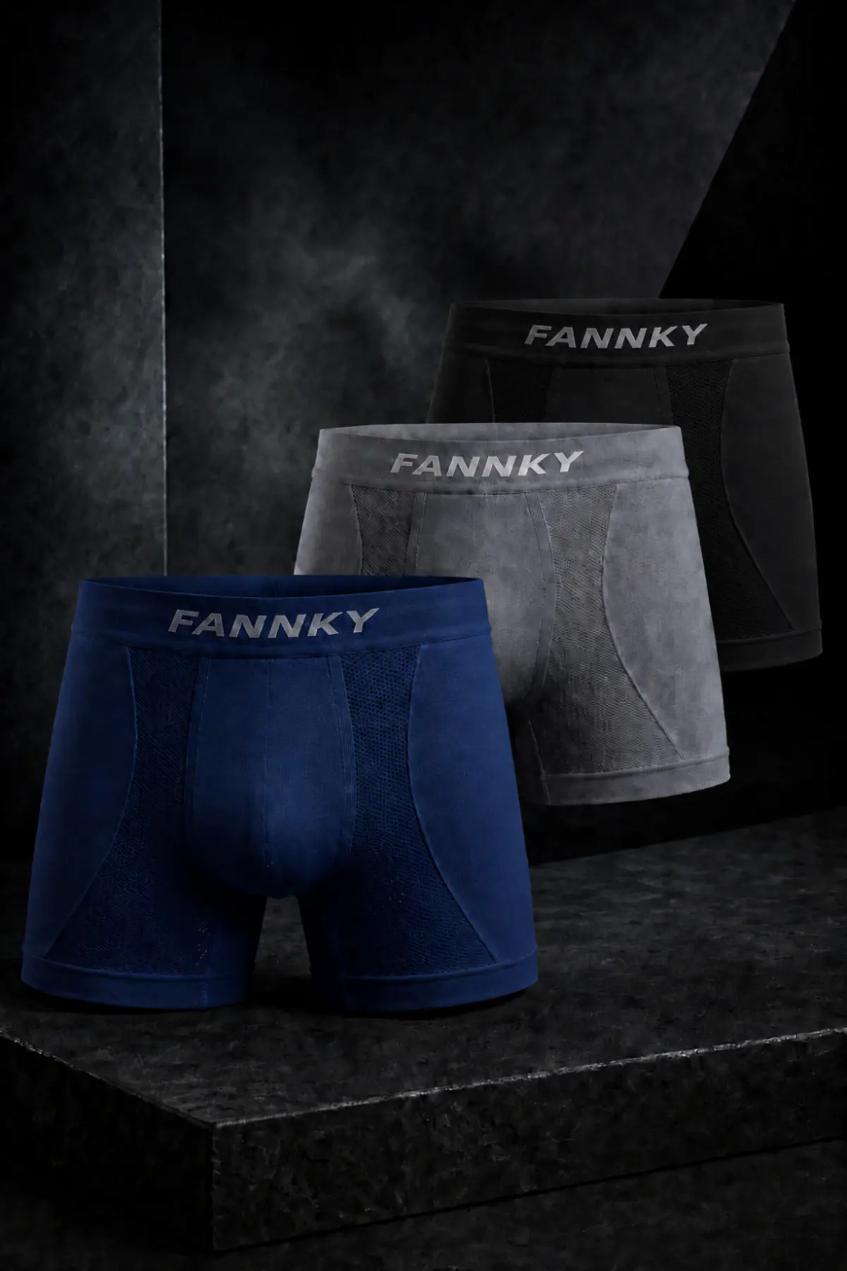 Erkek Rahat Esnek Seamless 3 Lü Boxer Füme