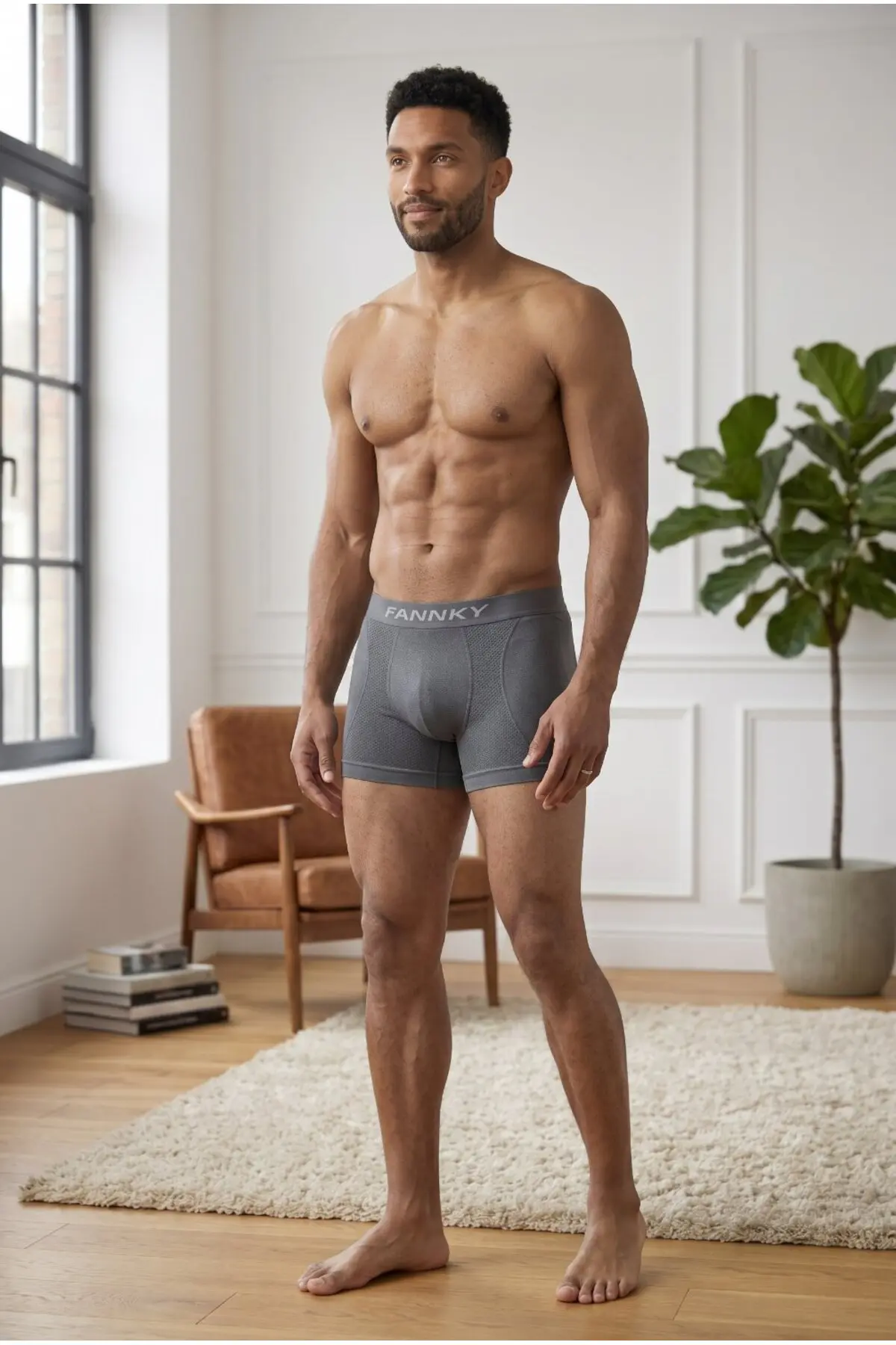 Erkek Rahat Esnek Seamless 3 Lü Gri Boxer