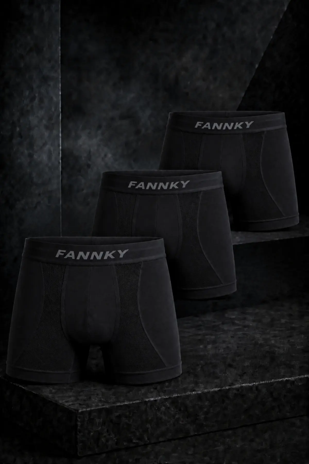 Erkek Rahat Esnek Seamless 3 Lü Siyah Boxer