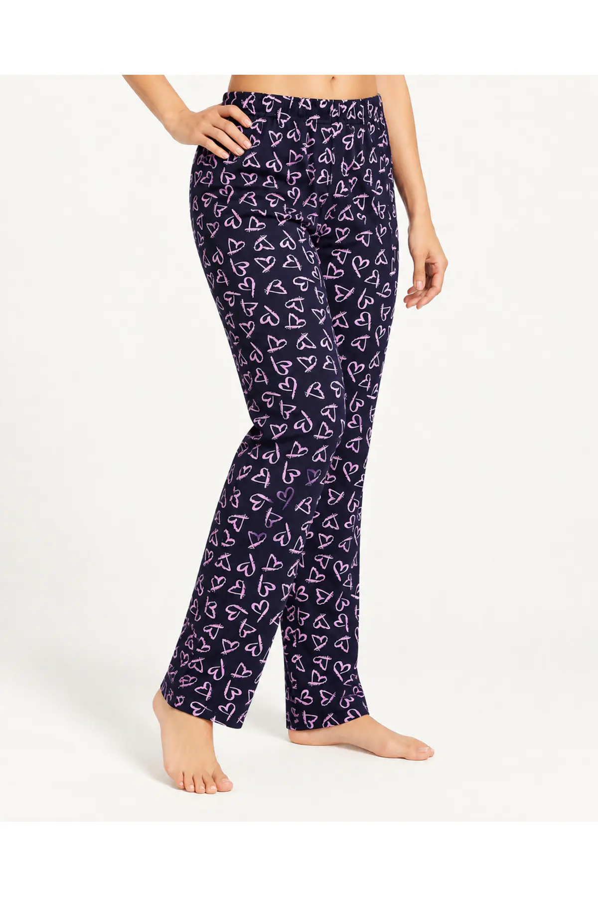 Kadın Premium Desenli Rahat Kesim Mor Pijama Altı 4772
