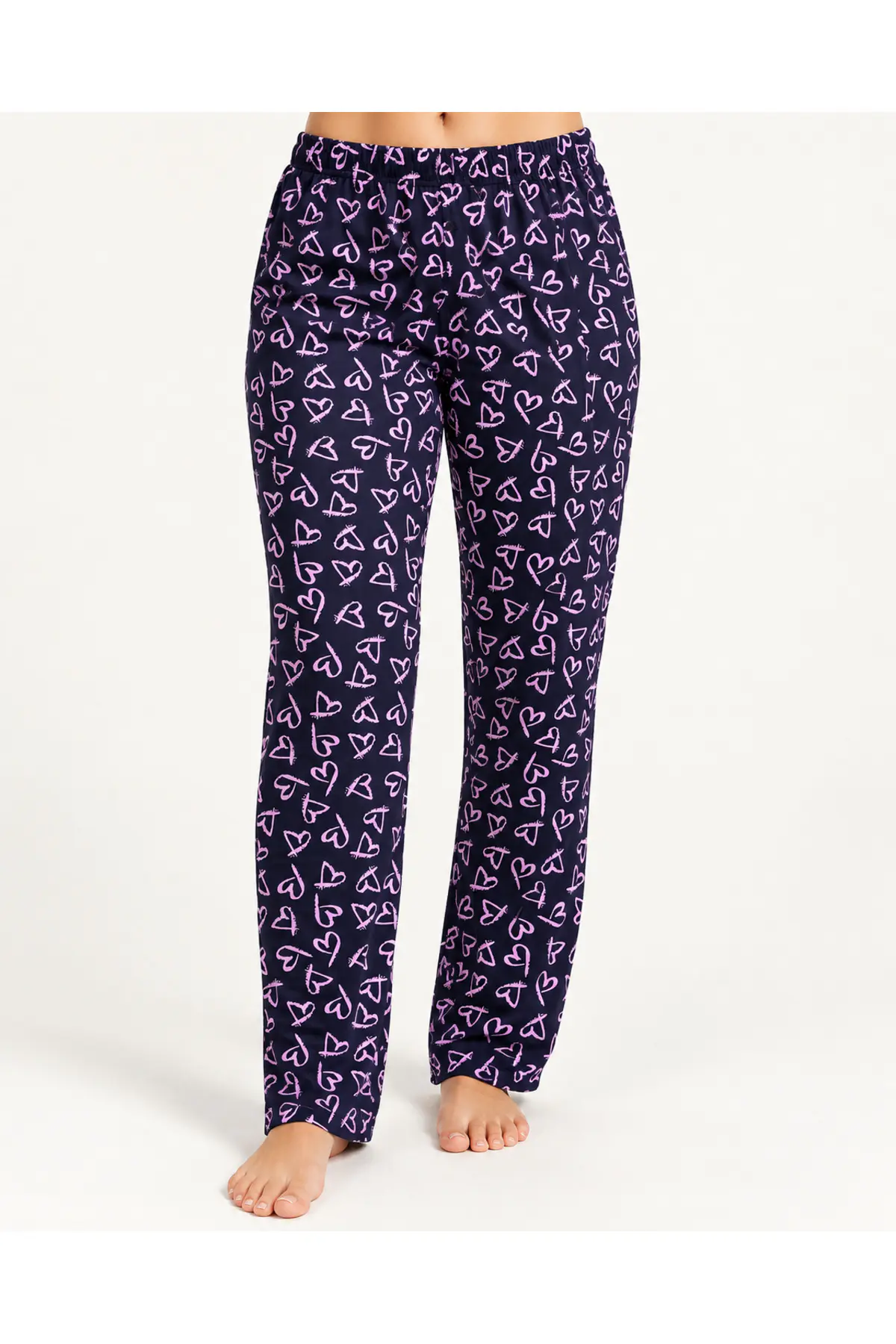 Kadın Premium Desenli Rahat Kesim Mor Pijama Altı 4772