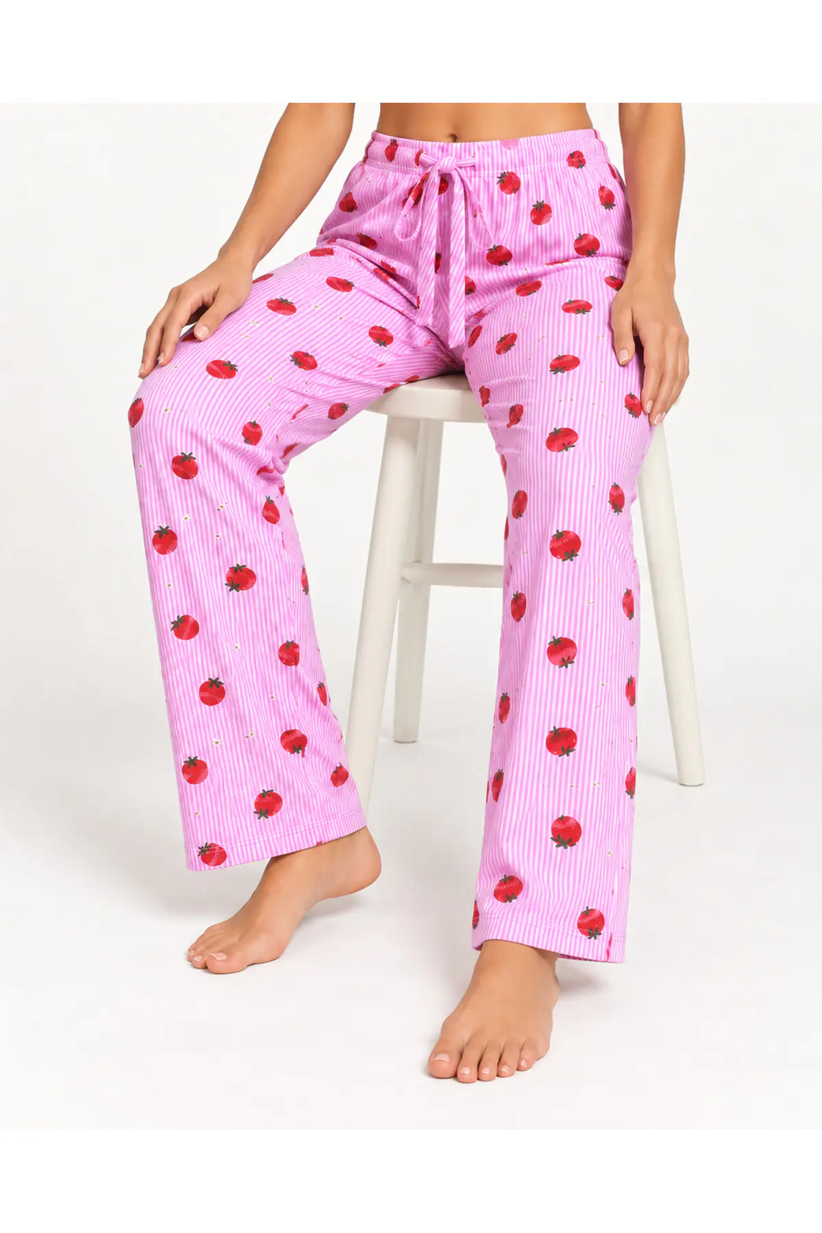Kadın Premium Desenli Rahat Kesim Pembe Pijama Altı 4774