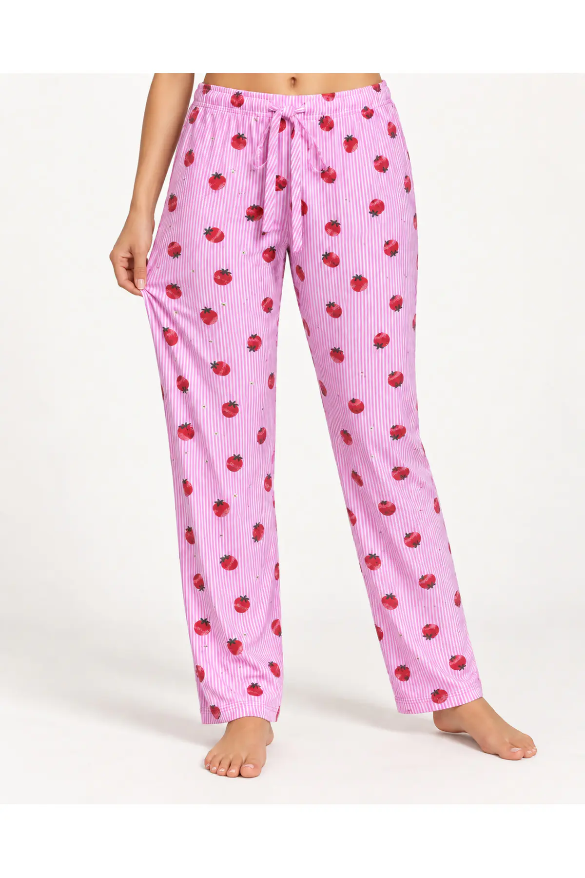 Kadın Premium Desenli Rahat Kesim Pembe Pijama Altı 4774