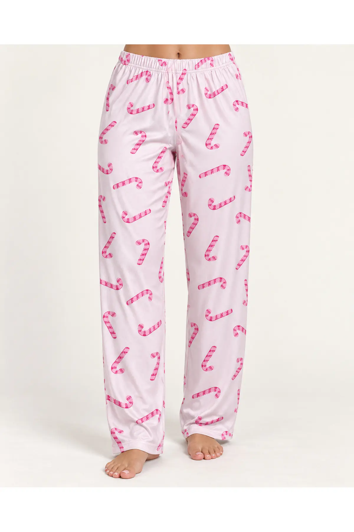 Kadın Premium Desenli Rahat Kesim Pudra Pijama Altı 4773