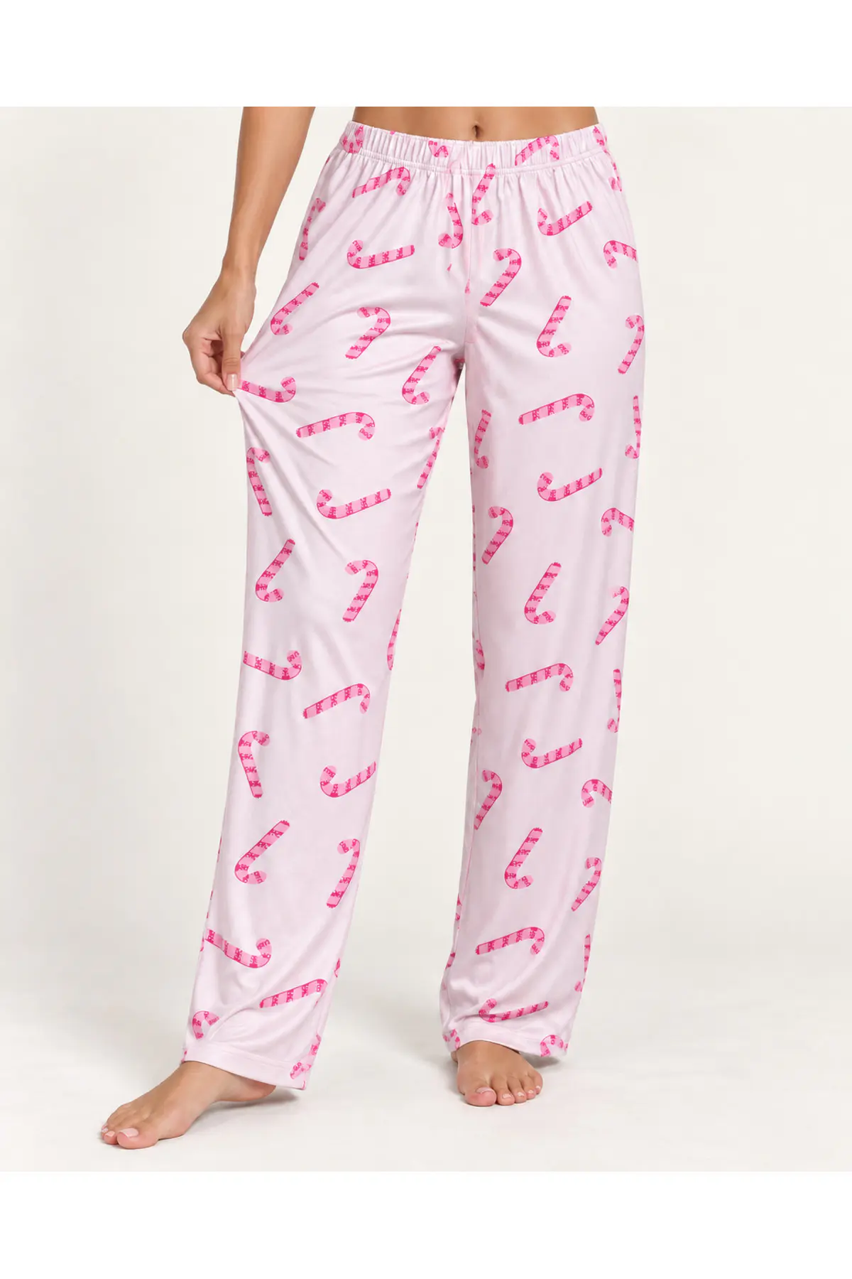 Kadın Premium Desenli Rahat Kesim Pudra Pijama Altı 4773
