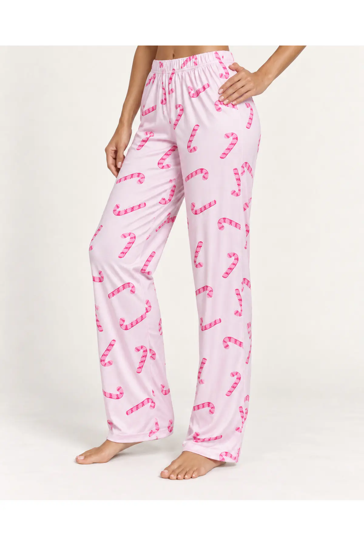 Kadın Premium Desenli Rahat Kesim Pudra Pijama Altı 4773