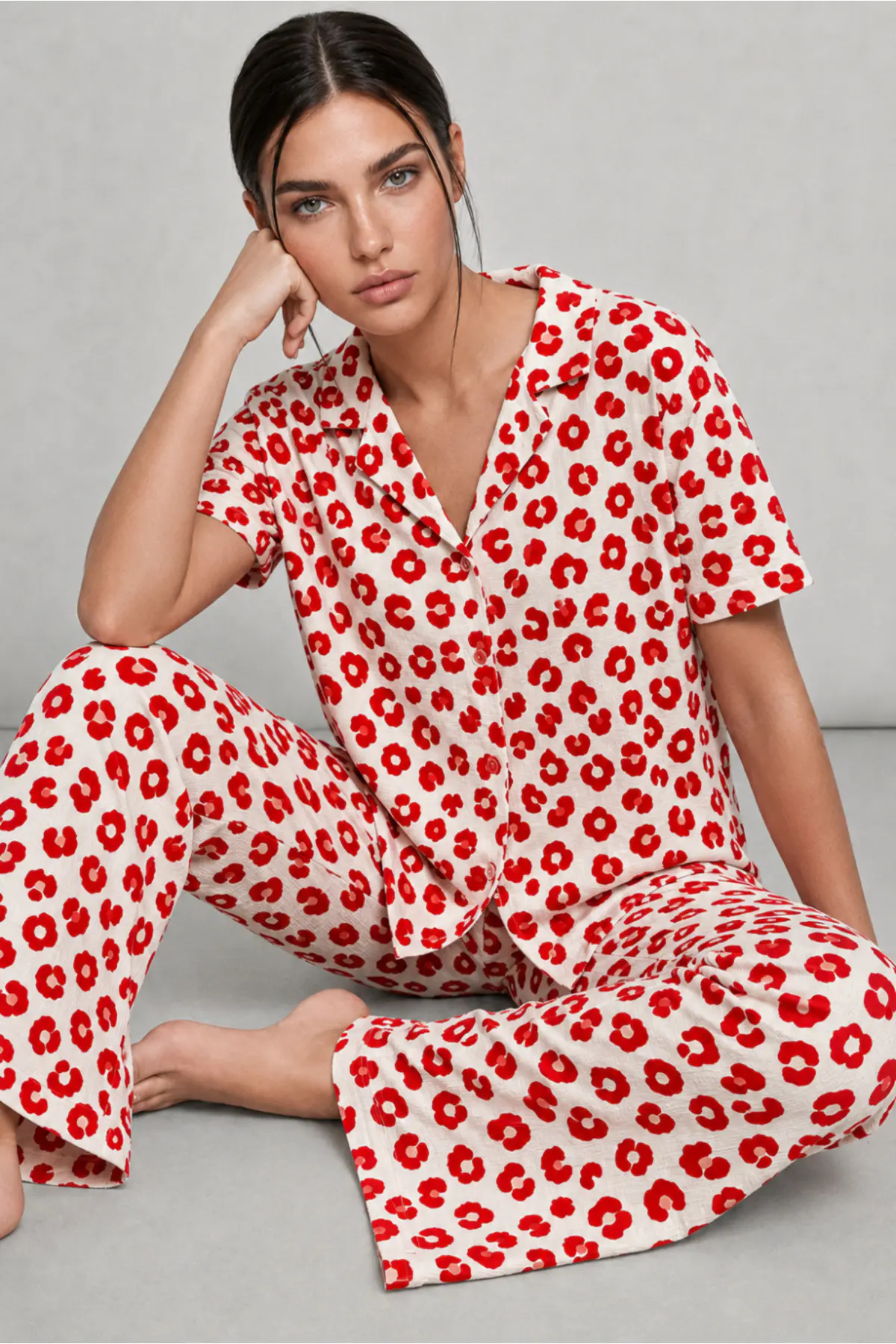 Kadın Kısa Kol Comfort Kırmızı Pijama Takımı 4725