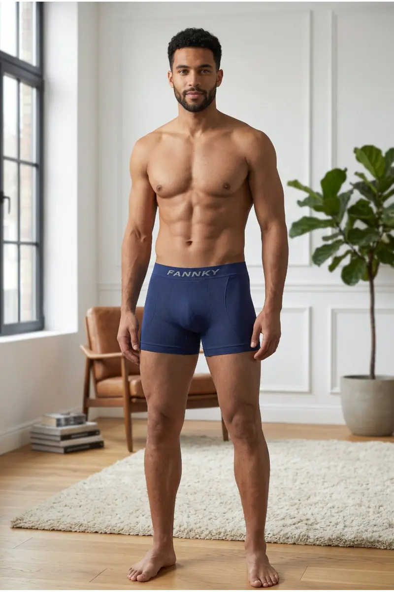 Erkek Rahat Esnek Seamless Lacivert Boxer