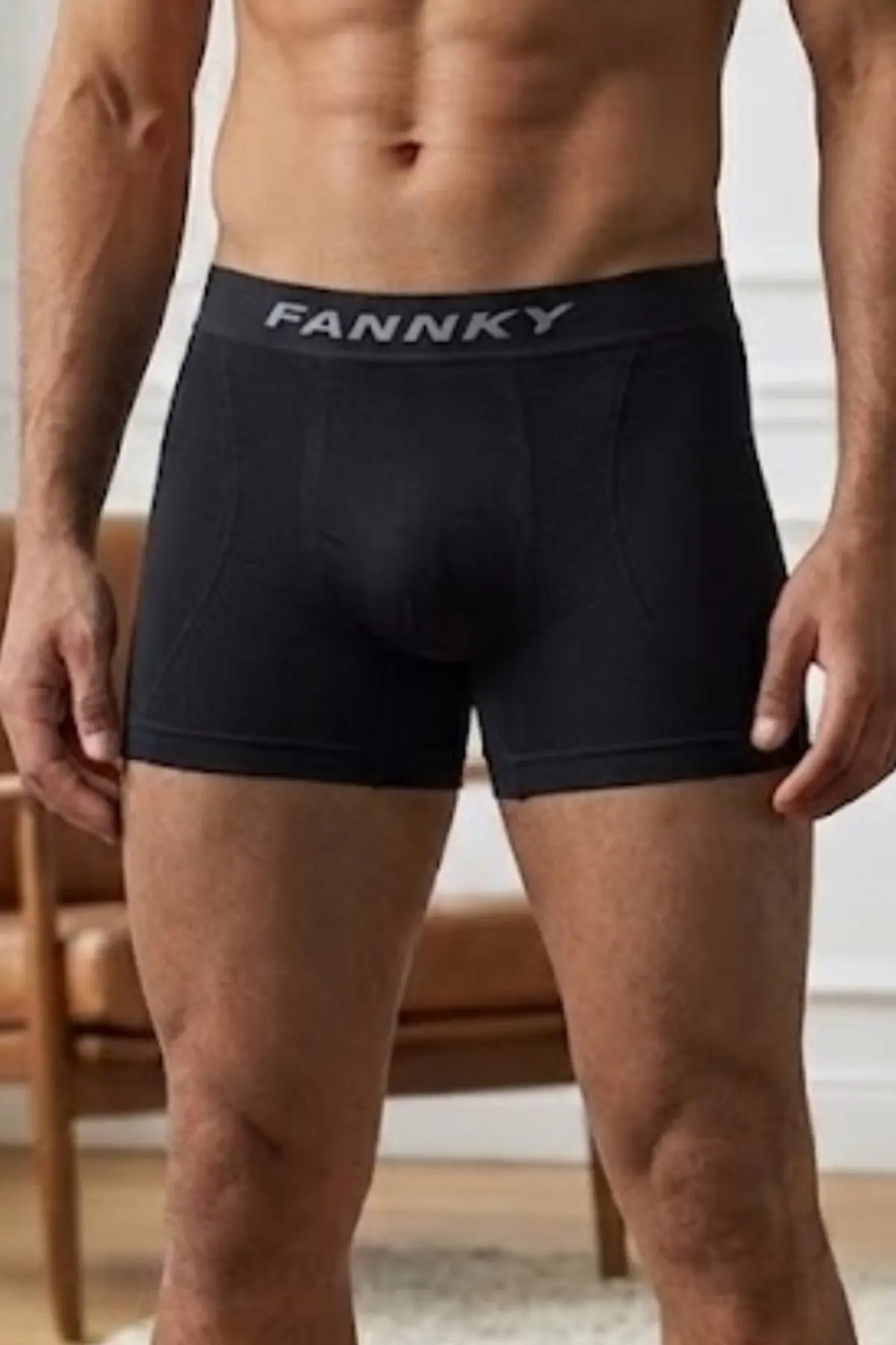 Erkek Rahat Esnek Seamless Siyah Boxer