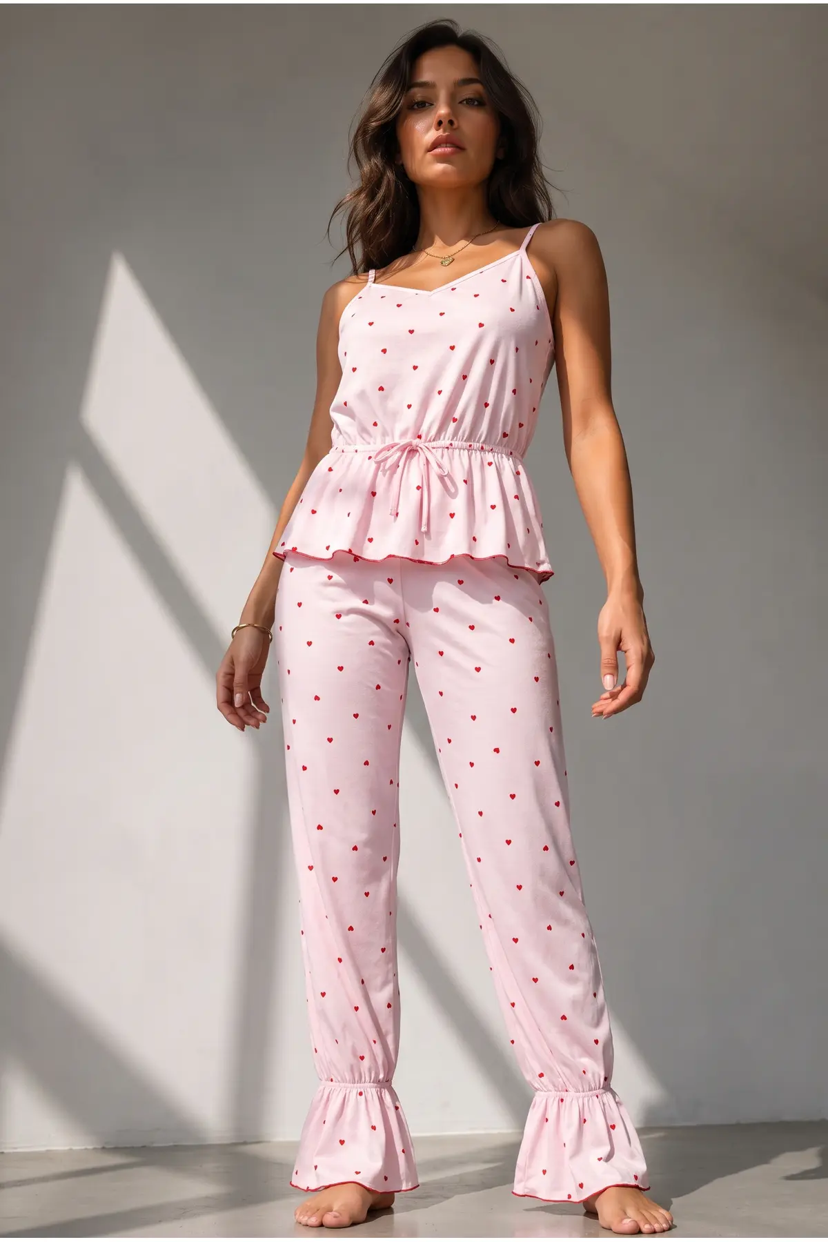 Kadın Regular Kesim Sezonsuz Pembe Pijama Takımı