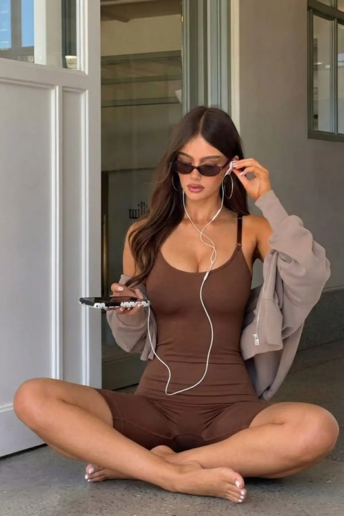 Kadın Toparlayıcı Kahverengi Premium Askılı Body