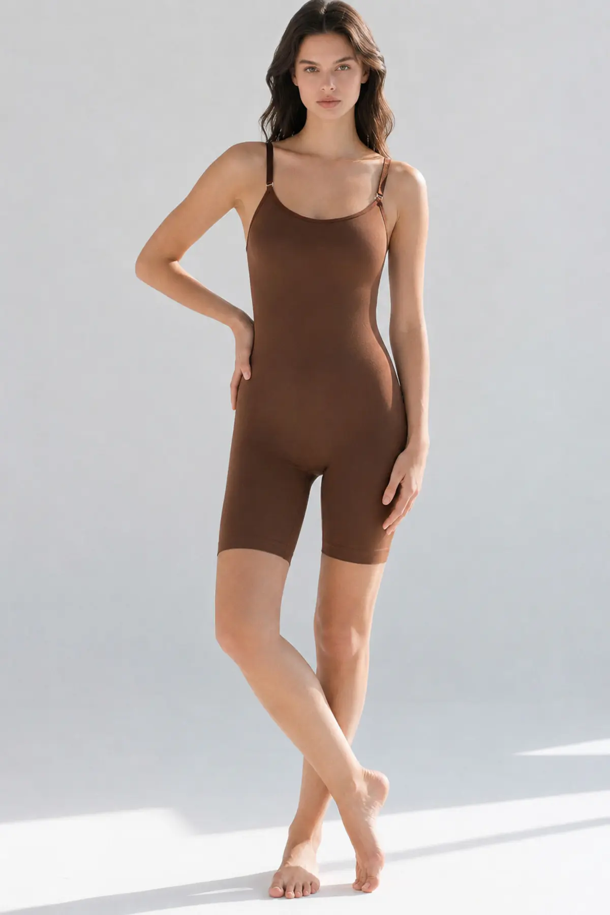 Kadın Bel Bacak Sıkılaştıran Kahverengi Full Body
