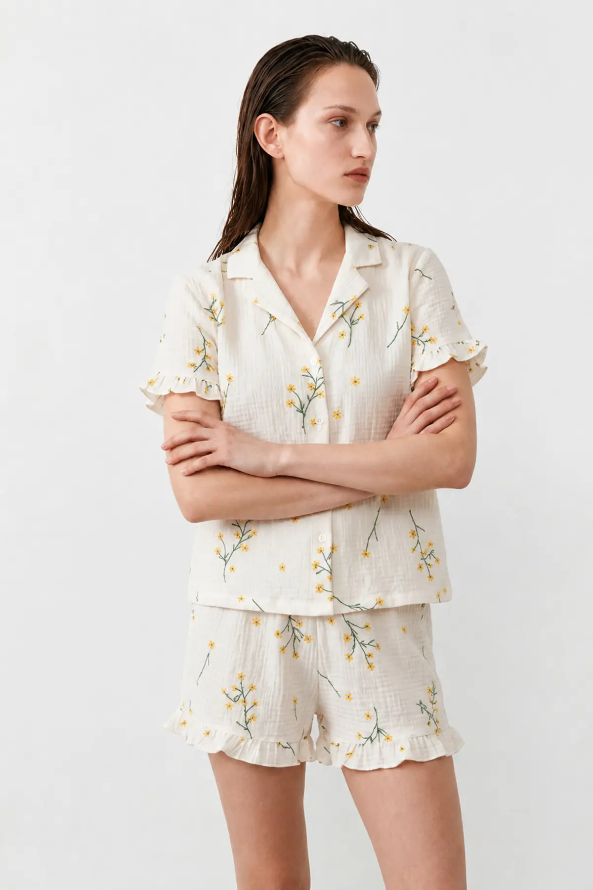 Kadın Relaxed Lastikli Çok Renkli Pijama Takımı