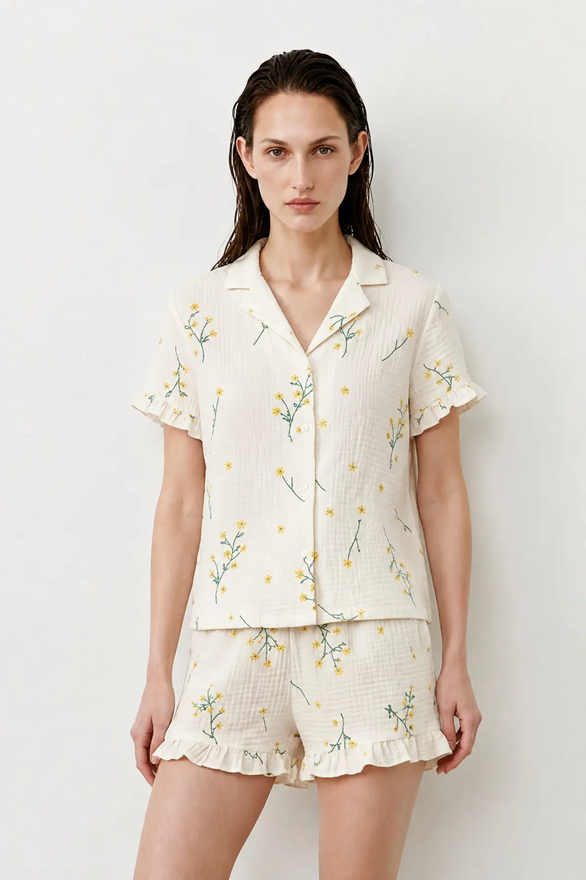 Kadın Relaxed Lastikli Çok Renkli Pijama Takımı