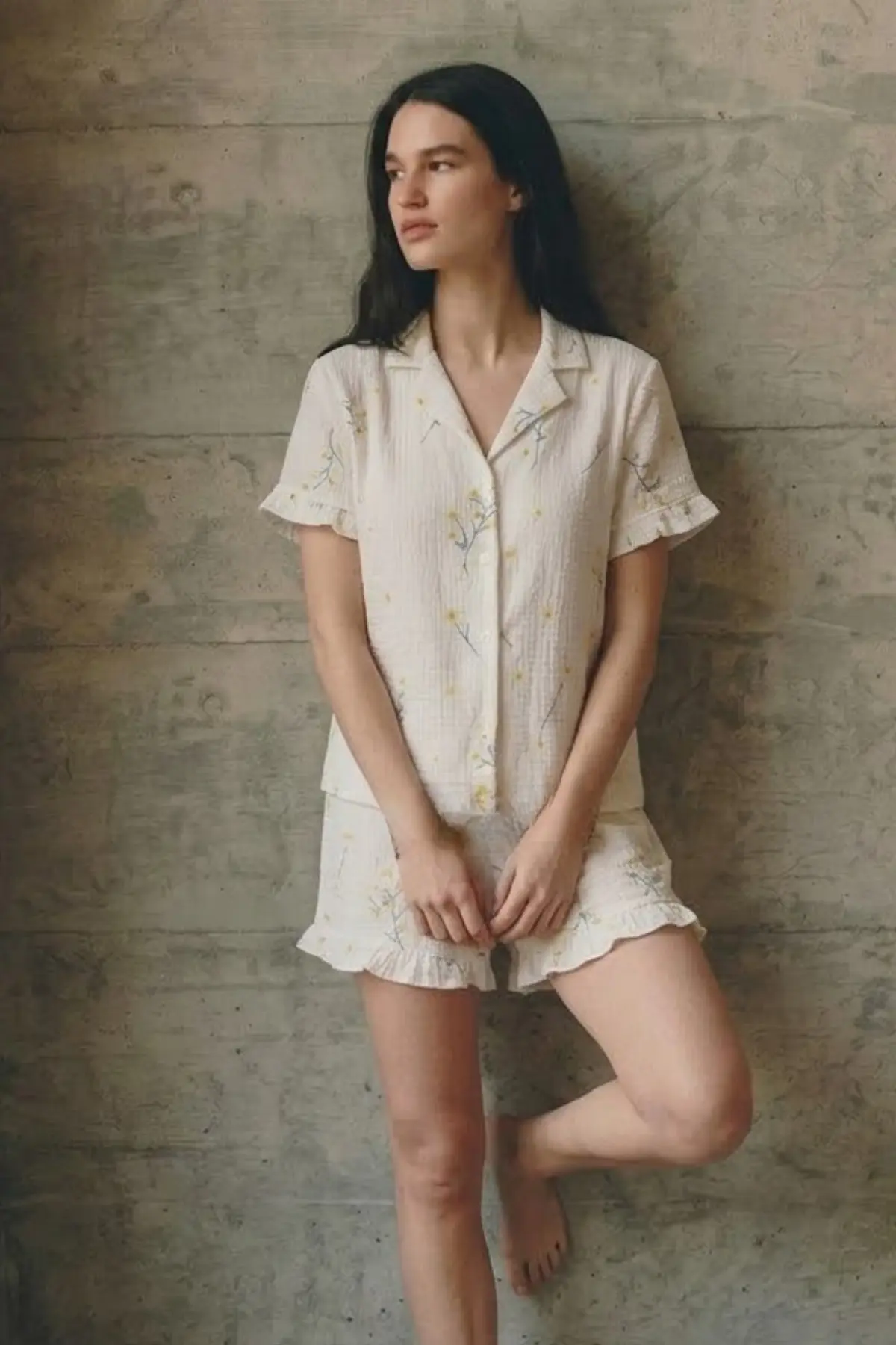 Kadın V Yaka Comfort Fit Çok Renkli Pijama Takımı