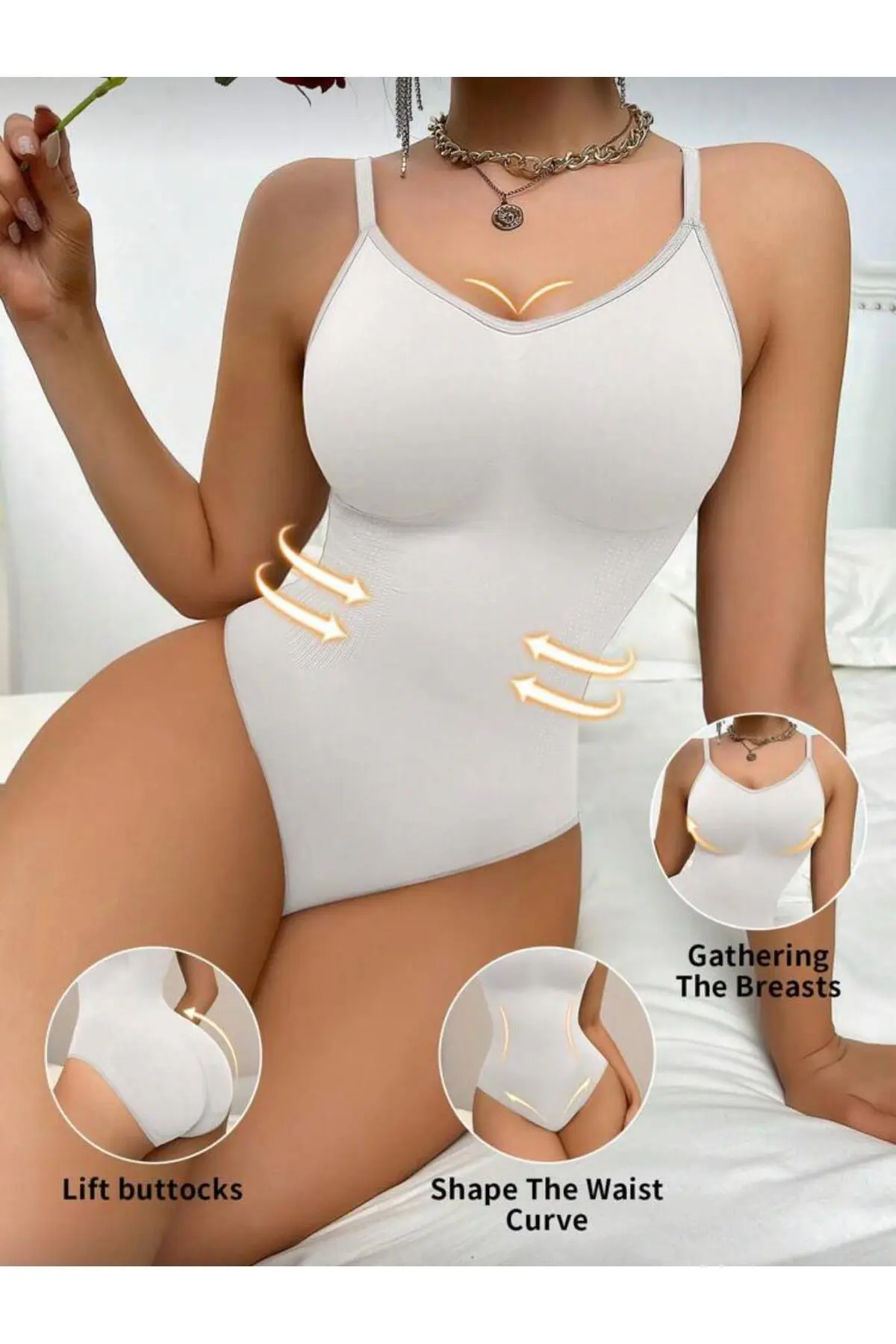 toparlayıcı günlük kullanıma uygun olan zıbın body korse 9051 Beyaz