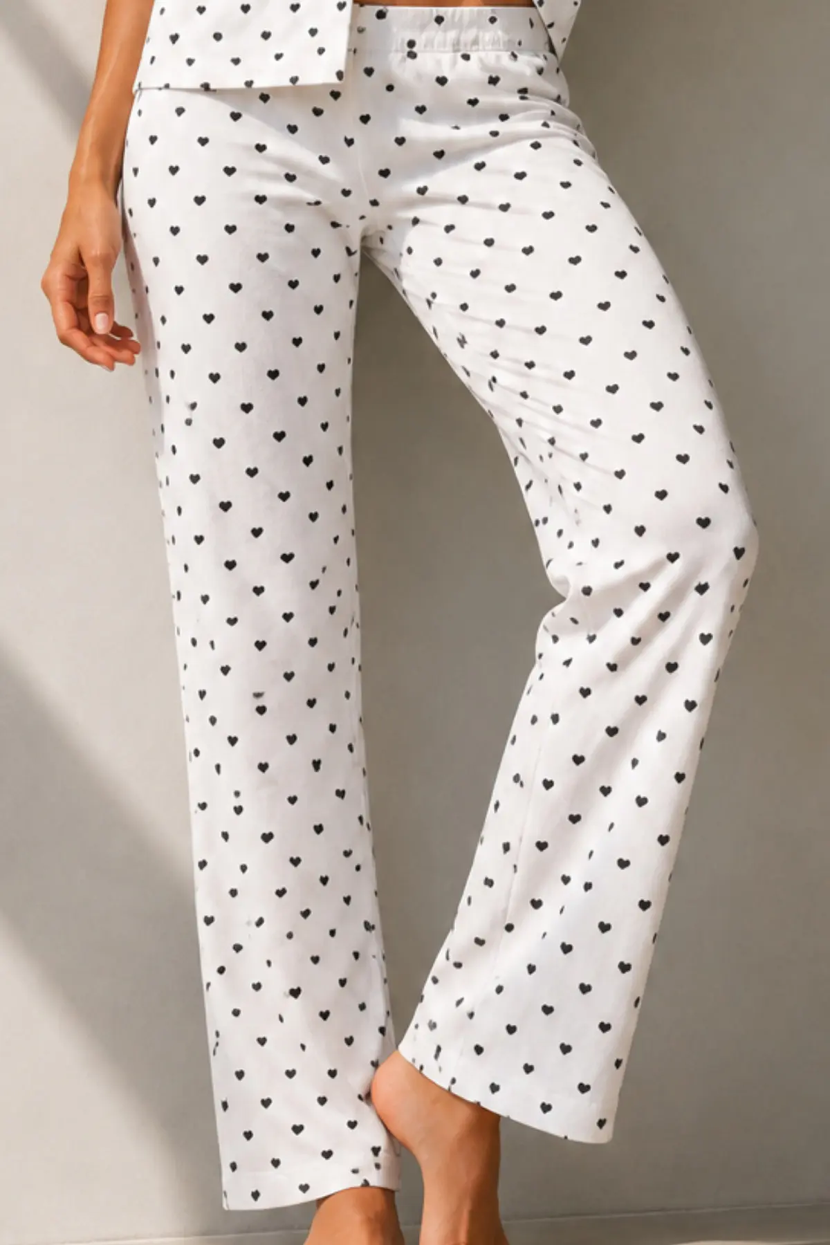 Kadın Klasik Doğal Düğme Gece Kar Beyaz Pijama Takımı