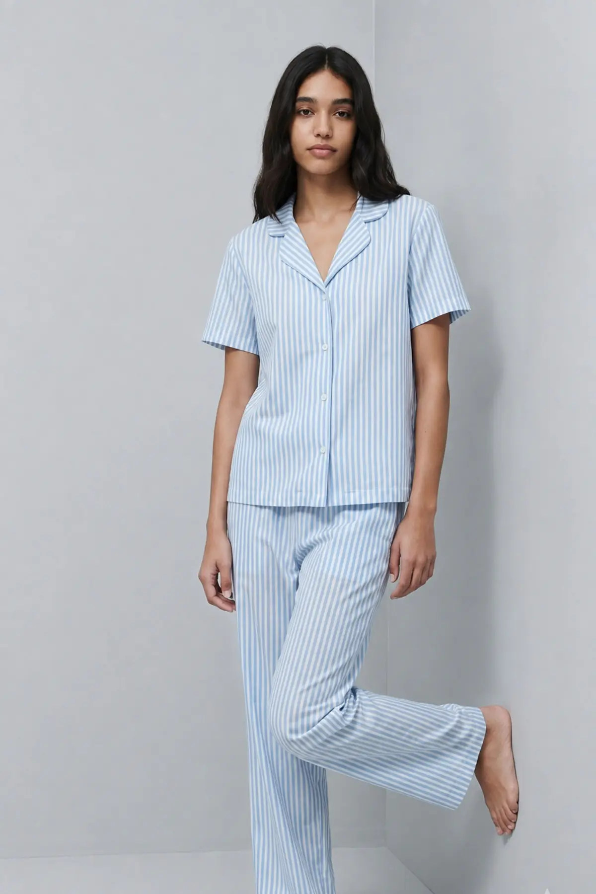Standart Boy Elastanlı Mavi Pijama Takımı