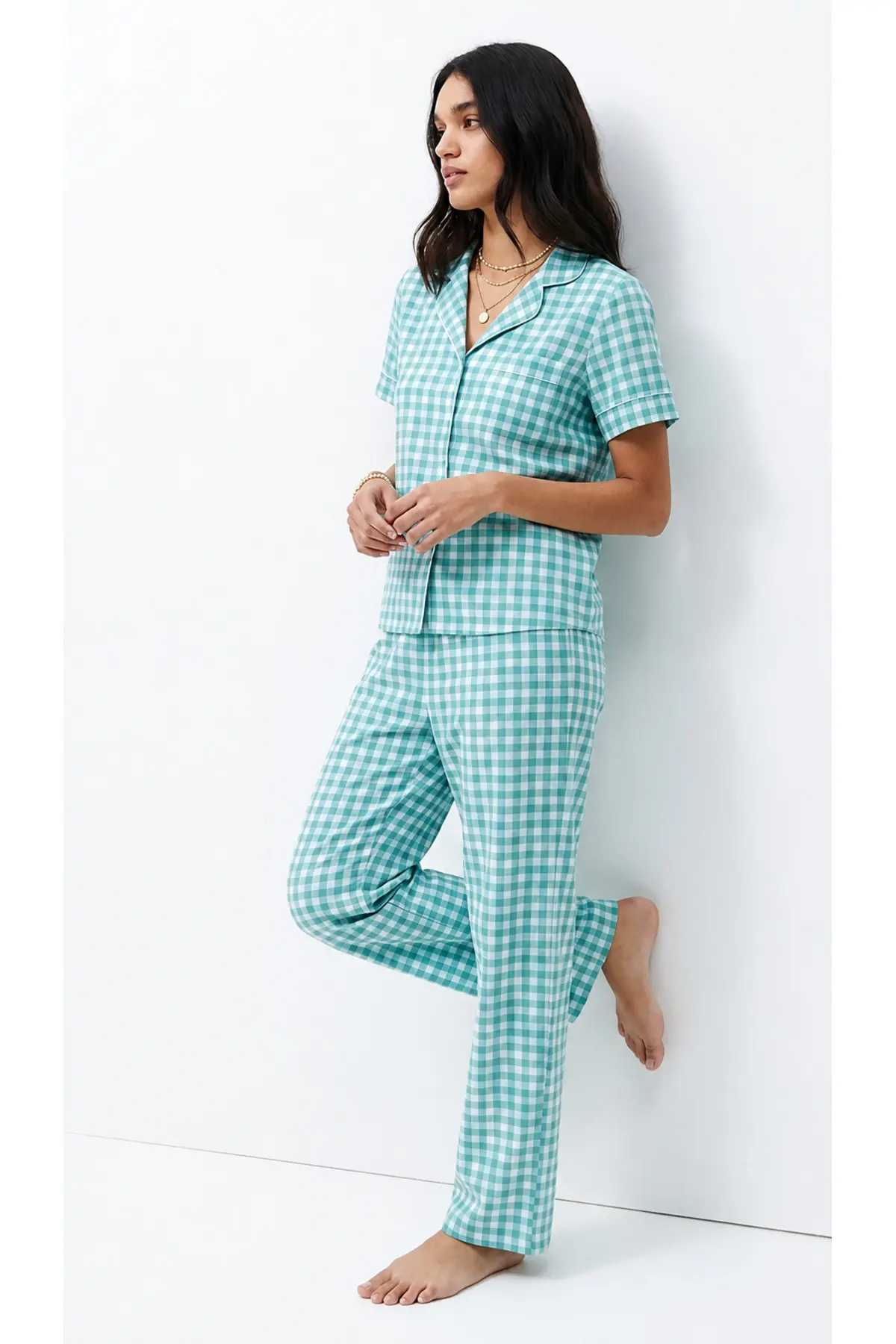 Standart Boy Elastanlı Su Yeşili Pijama Takımı