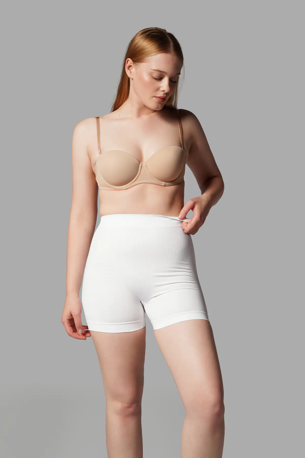 Push Up Seamless Dikişsiz Popo Şekillendirici Kısa Paçalı Korse 2064 Beyaz