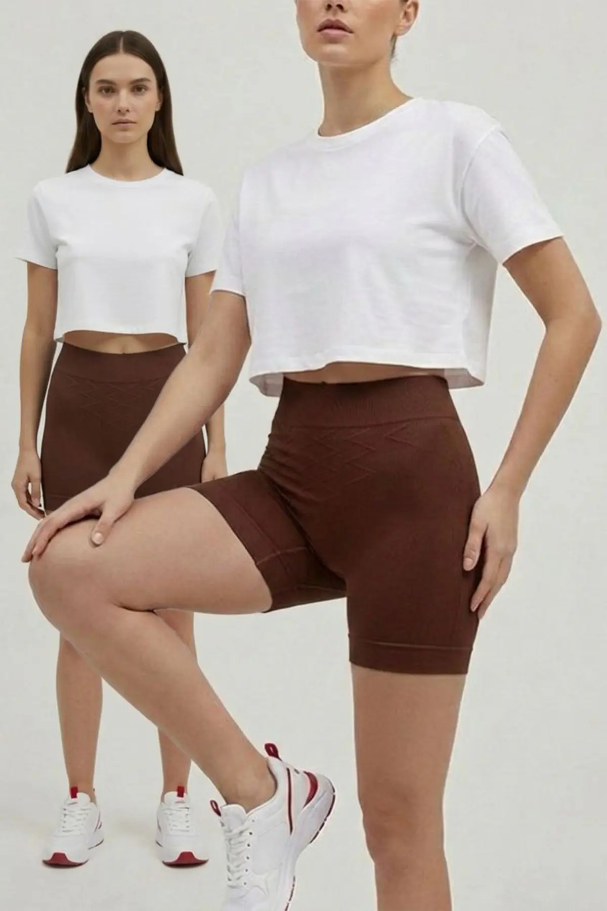 Push Up Seamless Dikişsiz Popo Şekillendirici Kısa Paçalı Korse 2064 -Kahverengi