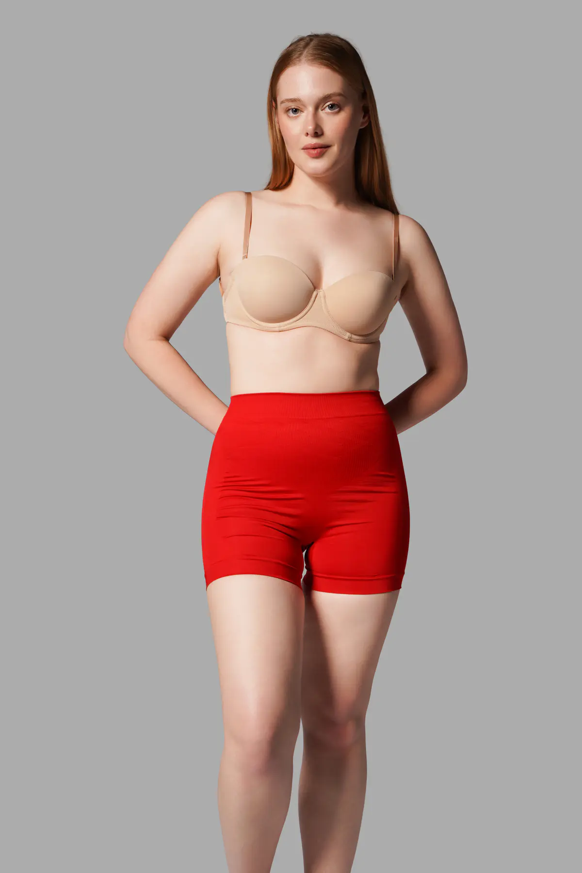 Push Up Seamless Dikişsiz Popo Şekillendirici Kısa Paçalı Korse 2064 Kırmızı