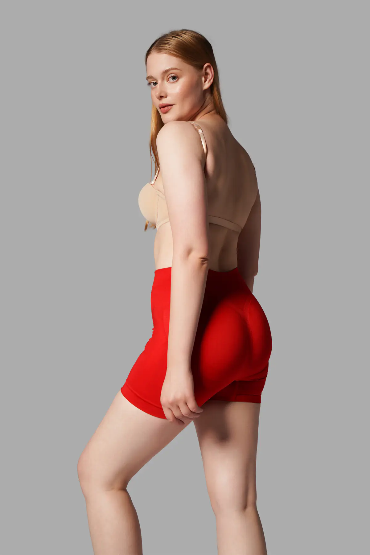 Push Up Seamless Dikişsiz Popo Şekillendirici Kısa Paçalı Korse 2064 Kırmızı