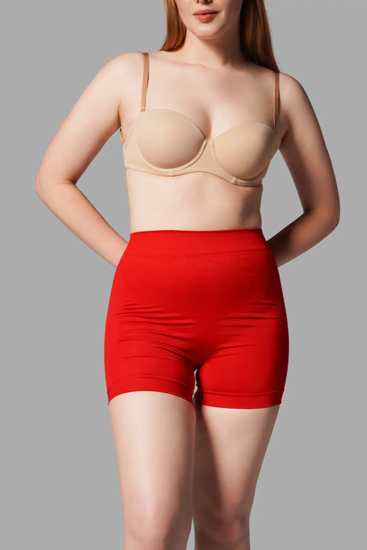 Push Up Seamless Dikişsiz Popo Şekillendirici Kısa Paçalı Korse 2064 Kırmızı