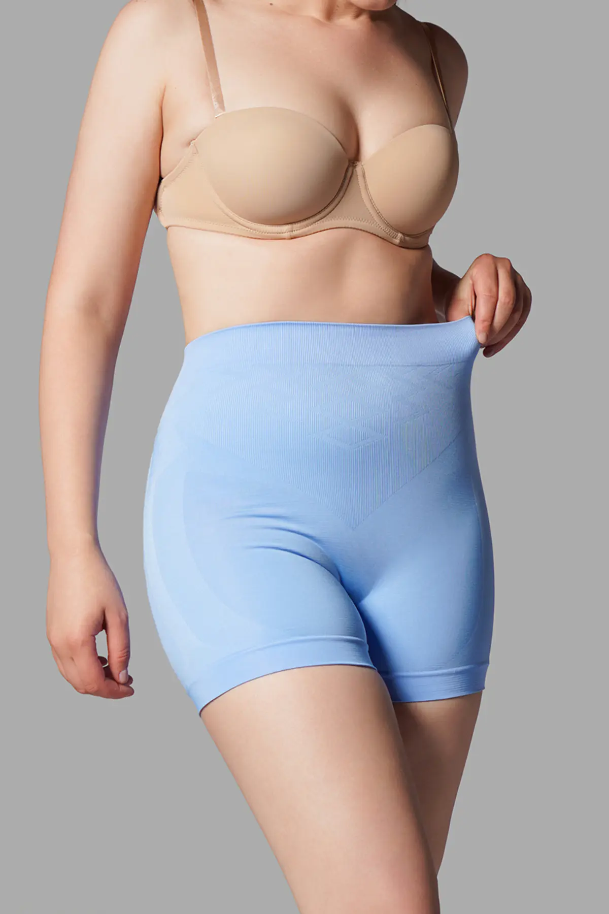 Push Up Seamless Dikişsiz Popo Şekillendirici Kısa Paçalı Korse 2064 Mavi