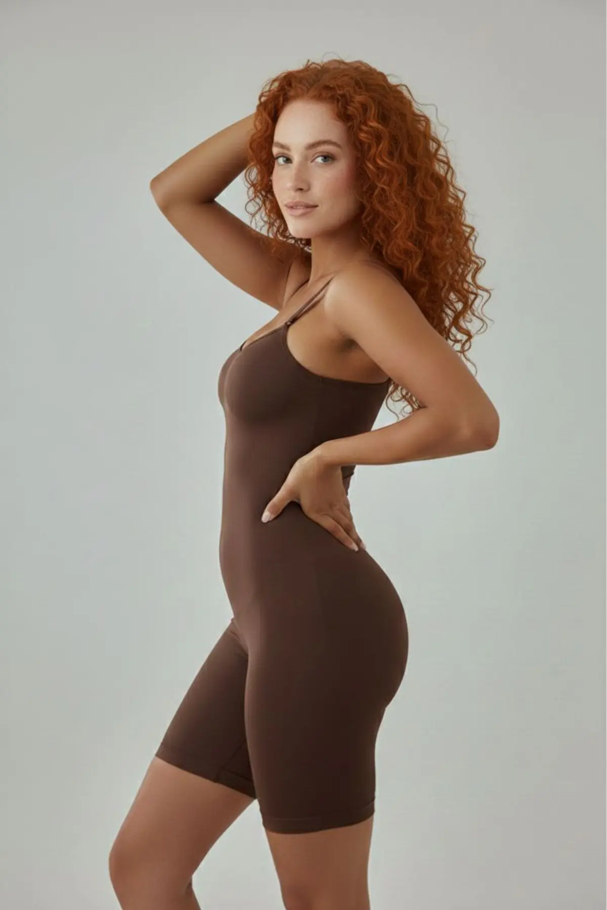 body yüksek bel tam boy 9050 Kahverengi