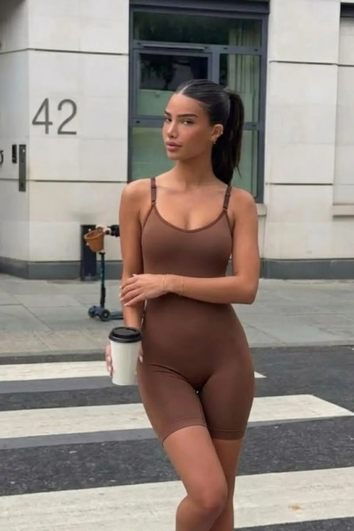 Kadın Sıkılaştırıcı Kahverengi Casual Esnek Body